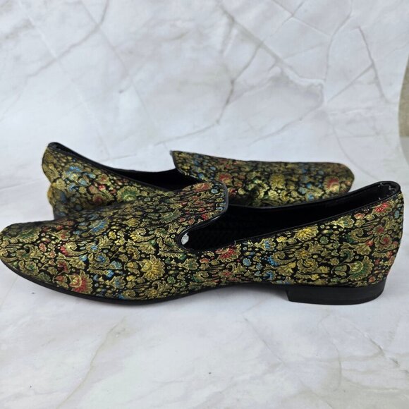 Giorgio Brutini Sz 12M Gold Tapestry Textile Loafers Slip On Classy Party Formal - Picture 6 of 12